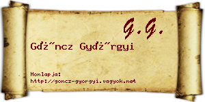 Göncz Györgyi névjegykártya