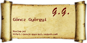 Göncz Györgyi névjegykártya